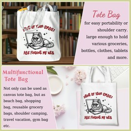 Retro Cat Sarcastic Funny Anxiety Self Help Mental Health Gifts Mental Health Awareness Canvas Tote Bag Cat Gifts for Women Mom Reusable Grocery Bags for Shopping Birthday Friendship Christmas