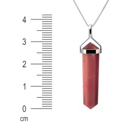 Franki Baker Sterling Silver Australian Rhodonite Gemstone Double Point Pendant Necklace Chain Length: 50cm