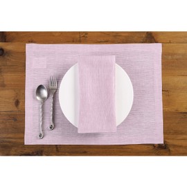 Solino Home Linen Placemats 19" L x 14" W Inch - 100% Pure Linen Bubblegum Pink Cloth Placemats Set of 4 - Athena, Washable Fabric Place Mats for Spring, Easter