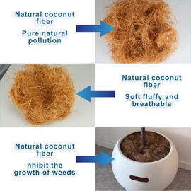 Long Coconut Husk Fiber Mulch Silk for Orchids Clean Coconut Shell Moss Covering 0.66 Pounds