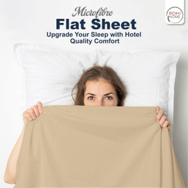 Rohi Microfibre Super King Flat Sheet Latte – Comfy Soft & Breathable Flat Bed Sheet – Anti Allergy & Durable Top Sheets for Hotels, Bedrooms & Guest Rooms – Easy Care Layer Sheet (Latte, 255 x 290cm)