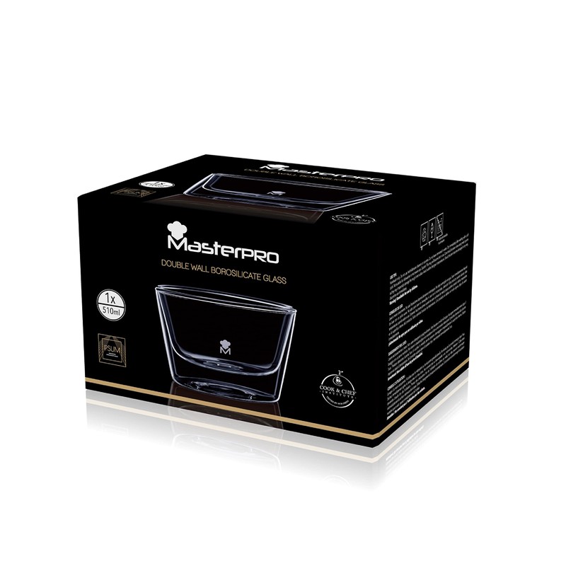 MasterPro Mixology Schüssel, 510 ml, aus Borosilikat, transparent, widersteht plötzlichen
