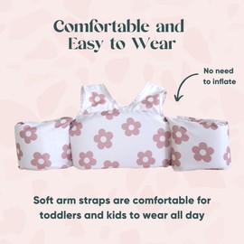 Ava + Oliver Toddler Swim Vest - Toddler Floaties Jacket & Water Wings for Boys & Girls - Durable & Adjustable Fit - Secure & Comfortable Kids Puddle Jumper for Pools, Beaches & Lakes (Retro Daisy)