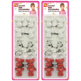 Hair Ties 20mm Ponytail Holders Elastic Colorful Cartoon Design Hairband Accessories for Kids Children Girls Women All Ages (12 Pcs Koala - White/Clear/Red)