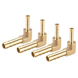 sourcing map Hose Adaptor Brass 90 Degrees 6 mm to 4 mm Barb for Angle Pipe Connectors Pack of 4
