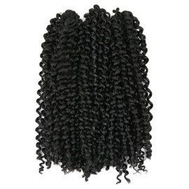 Lady Miranda Pure Color Afro kinky Curly Braiding Hair Extensions Jerry Curl Crochet Hair 3X Braid Hair Short Synthetic Hair Styles (Black)