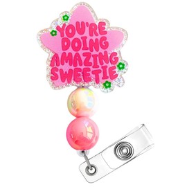 Doing Amazing Sweetie Badge Reel – Retractable Clip Holder for Nurses, Social Workers, and Healthcare Staff, Perfect Mental Health Awareness and Inspirational Gift for Office, Clinics, and Hospitals
