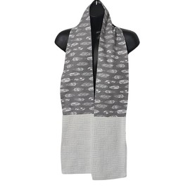 Kitchen Towel Boa | Grill Towel | Kitchen Towel Scarf Native American | Feathers | Gray and White