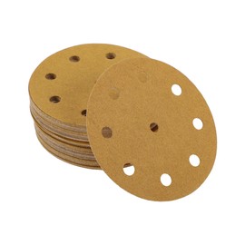 RATCHROLL 50 Pcs Universal Sanding Discs Durability Flexibility 5" 9 Hole 100 Grit Hook and Loop Sandpaper Yellow Aluminum Oxide Paper Base