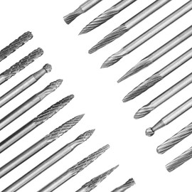Gasea 20pcs 3mm 1/8" Shank Double Cut Head Tungsten Carbide Rotary Burr Set for Woodworking, Carving, Engraving