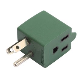 acbroad USA 3-Prong Male-Female Left AngledAdapter,90 Degree Angled USA Male Female Power Adapter, 5-15P to 5-15R Direction Changer Space Save Adapter Green