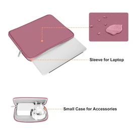 MOSISO Funda Protectora Compatible con MacBook Air 13 M3 A3113 M2 A2681 M1 A2337 A2179 A1932 / Pro 13 M2 M1 A2338 A2251 A2289 A2159 A1989 A1706 A1708,Neopreno Bolsa con Pequeño Caso, Rosa Polvoriento