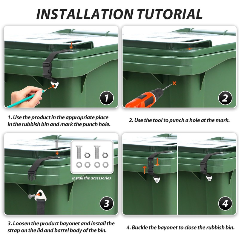 Veki 2PCS Trash Can Locks for Animals, Bear Proof Trash