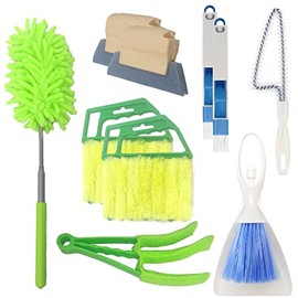 10 Pcs Venetian Window Blind Cleaner Duster Tool Set, Mini Blind Cleaner Duster Brush, Hand Held Air Conditioner Shutters Duster, Dirt Cleaner for Blind, Fan, Air Conditioner, Window Groove Gap(Green)