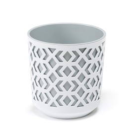 Flower pot for herbs | Ø 19.5 cm H 20 cm | for garden and balcony | 2 pieces | decorative storage box | pieces to match your taste, white + light grey, Ø 195 mm