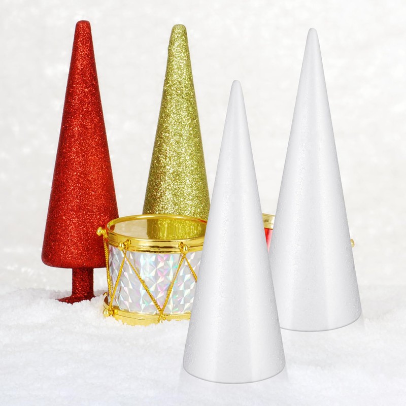 Cabilock 2PCS 30CM Christmas Foam Cone White Craft Foam Cone