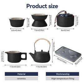 Chinese Gongfu Tea Set, Traditional Tea Set for Adult with Teapot and Tray, 14pcs Japanese Porcelain Teapot Set, Ceramic Tea Making Kit for Loose Tea, Portable Tea Cup with Bag for Home Travel Office