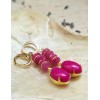 Jade Fuchsia Hot Pink Jade In Drop Down Gold Plated