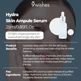 9 wishes [9wishes] Hydra Skin Ampule Suero 0.85Fl. Oz, e25 ml                                                                                         