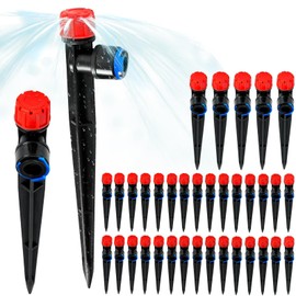 40PCS 1/4 inch Tubing Drip Irrigation Vortex Emitters,Degree Drip Emitter Sprayer with Stake, Irrigation Dripper Sprinklers for Drip Irrigation System Parts & Connectors