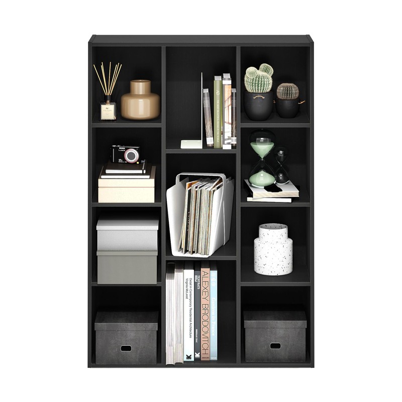 Furinno Furinno Luder 11-Cube Reversible Open Shelf Bookcase, Blackwood