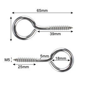 AccEncyc 2.5 Inch Screw Eye Hooks10 Pack Stainless Steel Screw Eyes Heavy Duty Screw in Eye Hooks Self Tapping Eyelet Screw Eye Bolts for Wood, Securing Cables Wires