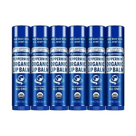 Dr. Bronner's Bálsamo Labial Orgánico Menta, Fórmula Hidratante y Refrescante con Aceites Esenciales, Pack de 6 Unidades