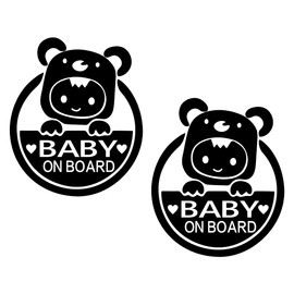 Tabanzhe Baby on Board Car Signs-2PCS Reusable Kids Safety Car Stickers Night Reflective Safety Warning Signs Waterproof Baby in Car Decal Sign (Black)
