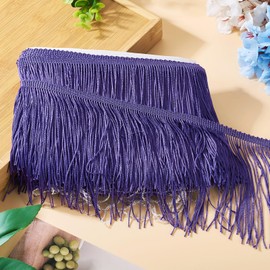 FASHEWELRY - Hilo de flecos de cadena de 10 yardas de largo, 150 mm de ancho, borla de poliéster, flecos trenzados para manualidades, decoración de sombra, accesorios de ropa (índigo)
