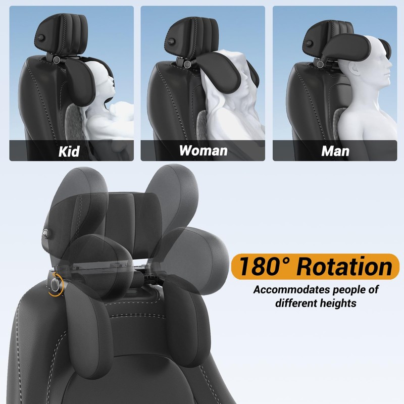 zorunowa Car Headrest Pillow, Thickened Memory Foam Road Pal Headrest,