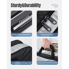 Penker Guitar Pedal Board,Aluminium Alloy Pedalboard 20''x8''x 1''inch,Slotted Base Design,Ultra Lightweight with Gig Bag,Pedal Cable 3 Pack