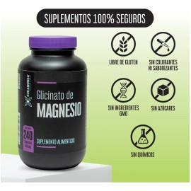 Glicinato de Magnesio con Vitaminas  240 Cpsulas  Apoya Msculos, Nervios y Huesos  Contribuye a la Reduccin de Cansancio y Fatiga  Favorece el Sueo...