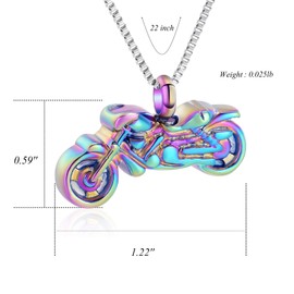 Motorcycle Urn Necklace Cremation Jewelry for Ashes Motorbike Necklace Pendent Stainless Steel Keepsake Memorial Urn Necklace for Men Women