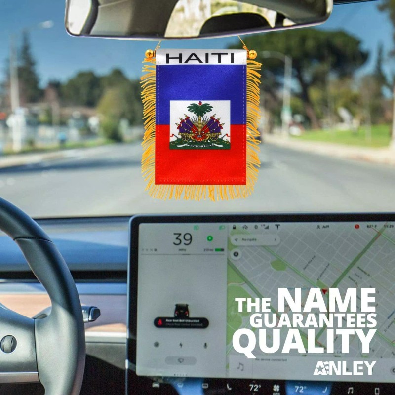 Anley 4 X 6 Inch Haiti Fringy Window Hanging Flag