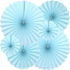 Yosawa 6Pcs Paper Fan Flowers Hanging Paper Fans Decoration for Birthday Wedding Christmas Graduation Theme Party （Blue）