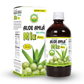 Basic Ayurveda Aloe Amla Mix Juice | Organic & Pure | Whole Leaf Aloe Vera & Gooseberry Fruit Ayurvedic Drink | 32.46 Fl Oz (960ml) | for Healthy Hair, Skin, & Digestion