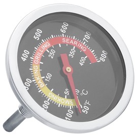 BBQ Thermometer Stainless Steel 10-400°C with Large Dial Analogue Lid Thermometer for Gas Grill, Smoker & Oven, Heat Resistant for Outdoor Cooking, BBQ Grilling, Smoking Cooking
