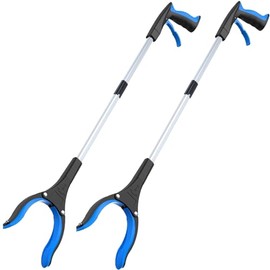 Grabber Reacher Tool - Foldable Gripper and Reaching Tool - Heavy Duty Pick Up Stick Grabbers for Seniors, Trash, Surgery Recovery Must Haves Gifts, 32” Picker Upper Grabber (Blue-2pcs)