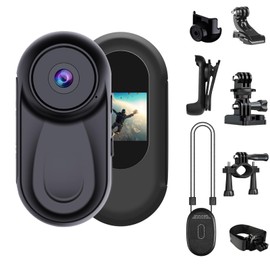 OBEST Action Cam 360 Nachtsicht, Mini POV Camera Bodycam mit 0,85 Zoll Display, 1080p Vlog Actionkamera, Motorrad Reiten helmkamera mit 120° Weitwinkel Multifunctional Accessories, Schwarz