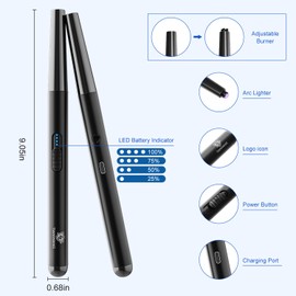 TIANWANG Electric Dual Arc Lighter,Type C Rechargeable Windproof Electric Lighter with LED Battery Display,Strong Plasma Arc for BBQ Candle Gas Stove (White)