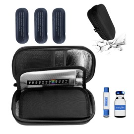 Hielera para Insulina Portatil con Display Temperatura&3 Bolsas de Hielos,Bolsa Estuche Enfriamiento para Viaje y Trabajo,Diabete Organizer Cooler de Medicamento Cápsula,Mantenga Fresca en 6-10Horas