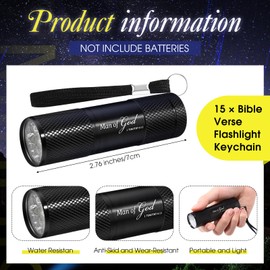 Coume 15 Sets Man of God Fathers Day Pocket Flashlight Gifts for Church Small Pocket Light Bible Verse Cards Motivational Quote Card and Organza Bags Thank You Gifts for Dad Husband Paster