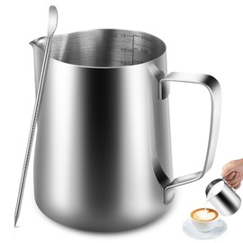 Anpro Milk Jug 400 ml/14 oz,304 Stainless Steel Milk Pitcher, Milk Frothing Jug for Making Coffee Cappuccino