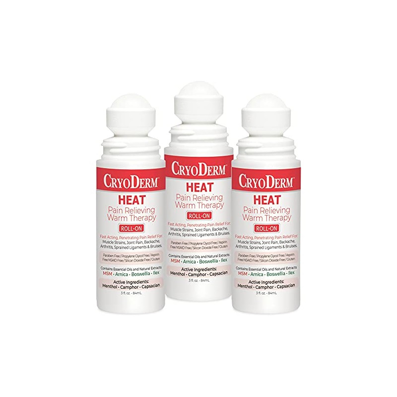 Pkg of 3 CryoDerm Heat Roll-On