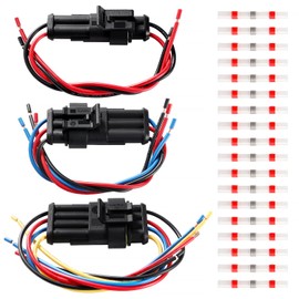 YIXISI 3 Sets 2/3/4-Pin Plug Connectors Waterproof Kit with 20 AWG Wire, Waterproof Quick Connector, Car Waterproof Plug Electrical Plug Kit, with 18 Solder Connectors, for Car