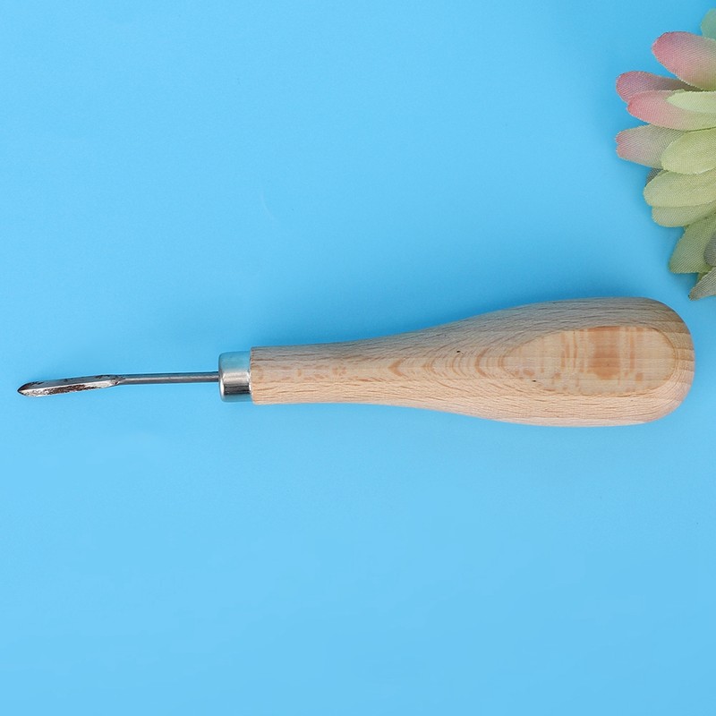 Rhombus Awl Steel Cone Punching Leather Tool Beech Handle Diamond