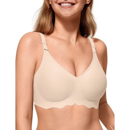 Vertvie Bras for Women - Wireless Bras with Support Seamless No Underwire Push Up Bras Full Coverage Comfortable Everyday Bra(3X-Large,Nude)
