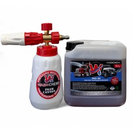 Wash Chems PRO-50 Touchless Car Wash Detergent Soap with Professional Foam Cannon (1 Gallon, 128 oz) No Brushing, Commercial Grade Auto Cleaner Great for Trucks & Tractors