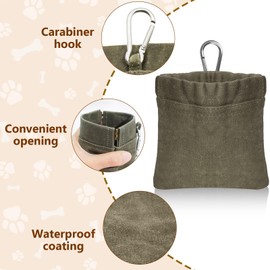 Prebarfun Dog Treat Bag, Hand-Free Dog Treat Bag with Automatic Closure, Puppy Dog Training Pouch, Waterproof Dog Snack Pouch with Carabiner Dog Training Clicker Whistle (Green)