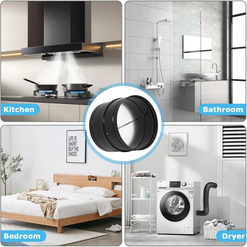 ‎ATOM NEXUS Backdraft Damper with Spring-Loaded Folding Blades Ducting in